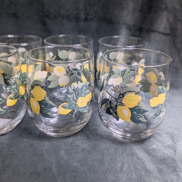 Steamless Glass Lemon Citrus Fruit Wine Juice Water Glasses. Garden Party - Picture 3 of 14